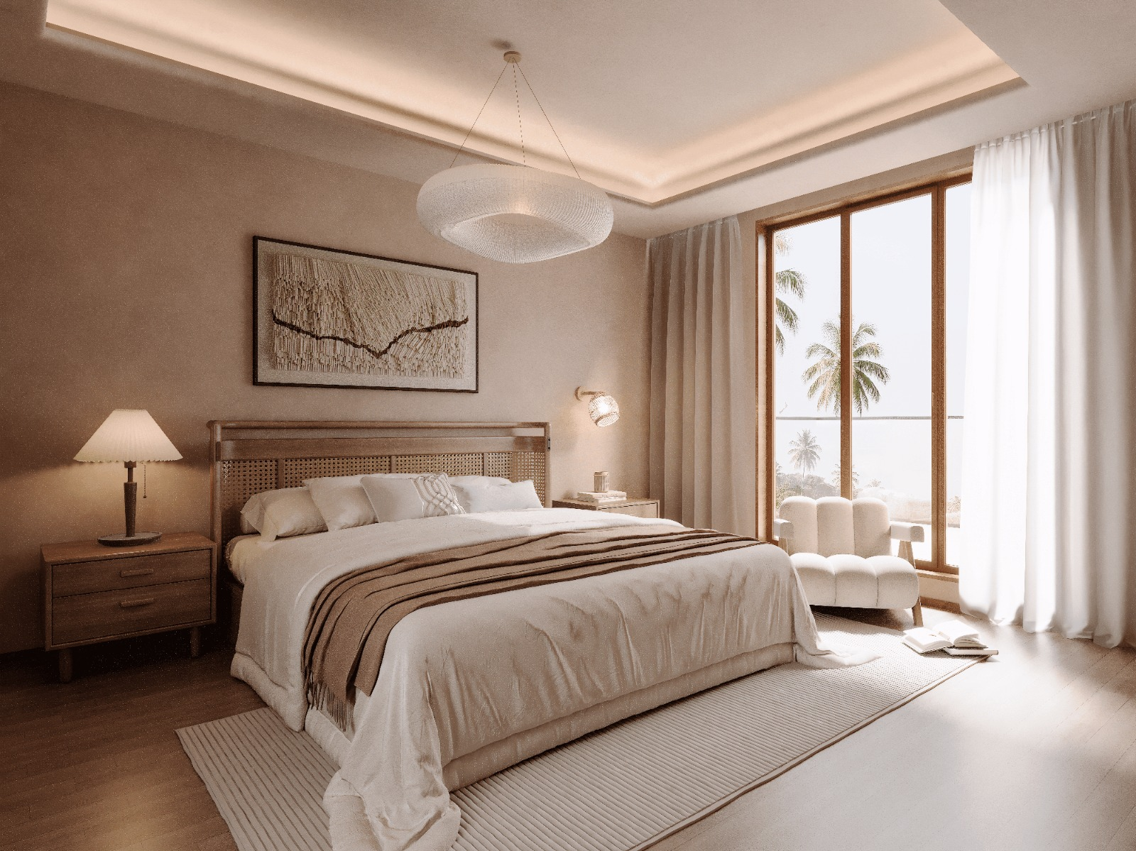 Reference image — bedroom with a view through full-height glazing