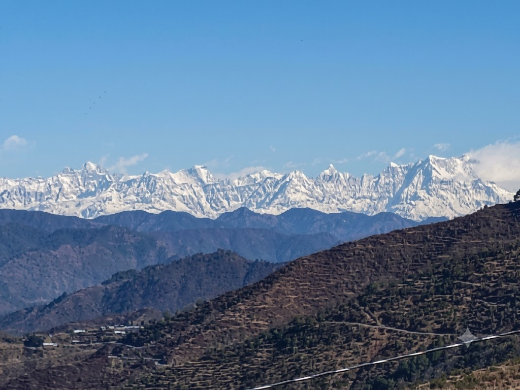 Snow-capped Himalayan mountain range seen from Oorja Eco Retreat